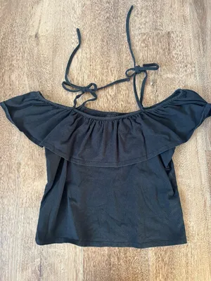 Who What Wear Black Off the Shoulder Top - Size Medium thumbnail 1