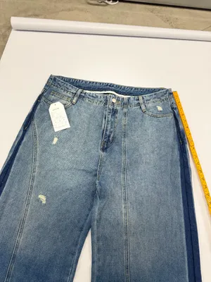 DSN Wide Leg Distressed Two Tone Blue Denim Jeans Womens Size 18 NWT thumbnail 6