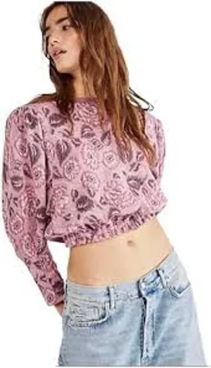 Free People No Ordinary Top Smoked Pink Combo Size L NWT BOHO thumbnail 1