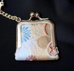 Vintage Japanese Gamaguchi Chirimen Crape purse keychain thumbnail 1