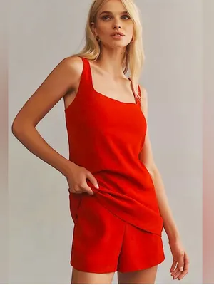 Anthropologie Maeve XS NEW Hidden Romper Mini Tank Dress Red Relaxed Preppy thumbnail 2