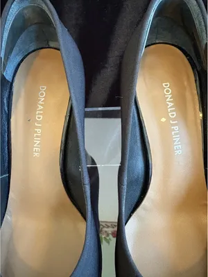 Donald J Pliner Bonita Black Satin Pumps with Two-Tone Block Heels, Size 8M thumbnail 5