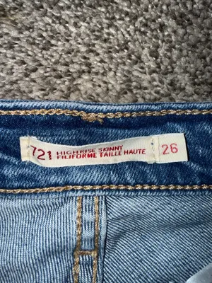 Levi's 721 High Rise Skinny Jeans, Size 26, Distressed Blue thumbnail 3