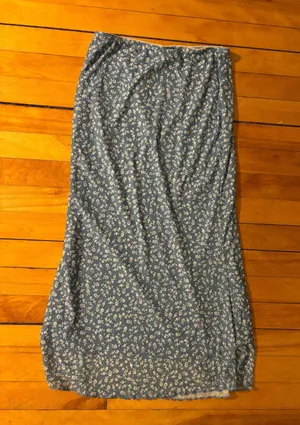 Blue & White Floral Mesh Maxi Skirt thumbnail 1