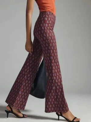 by Anthropologie Joni Printed Flare Leg Stretch Pants Bell Bottom size M thumbnail 1