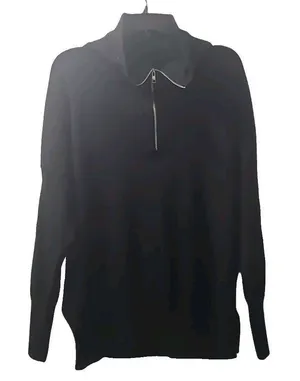 Abercrombie & Fitch Women's Size M Soft AF‎ Black Sweater Quarter Zip Collared thumbnail 1