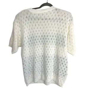 Vintage Villager Floral Knit Short Sleeve Sweater Medium‎ Cottagecore Feminine thumbnail 3