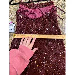 Alex & Sophia Juniors' Sequined Mesh Midi Dress Burgundy Size XXS $99‎ Red Slim thumbnail 8
