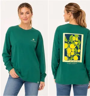 Simply Southern Green Prep Long Sleeve Lemon Graphic Tee You're My Main Squeeze thumbnail 1