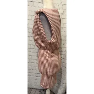 ZARA Women's Pink White Gingham Mini Dress Puff Shoulder Sleeveless Size Small thumbnail 2