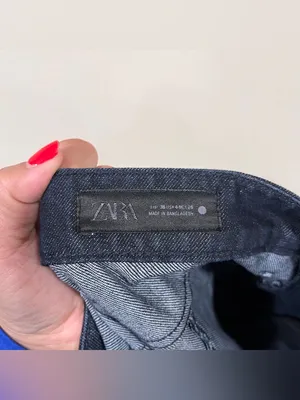 Zara Pintuck Wide Leg Jeans dark blue denim size 4 EUC high waisted thumbnail 8