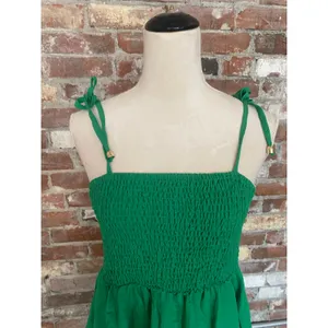 SHEIN Kelly Green Smocked Tie-Strap Midi Dress - Size Small (4) thumbnail 3