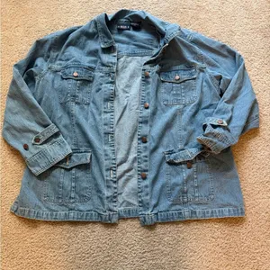 Vintage Bill Blass 90s Chore Denim Jacket Women’s 2X Oversized Workwear Utility thumbnail 2