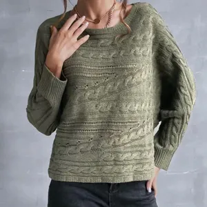 NEW Women Cable Knit Batwing Sweater thumbnail 2