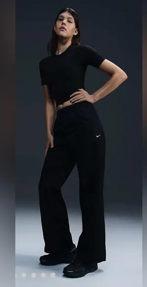 NWT Nike Windrunner High Waisted Woven Women's Black Wide Leg Pants Size M thumbnail 5