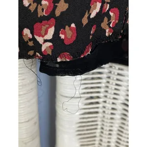 Gérard Darel Paris Black Floral Print Dress 44 Smocked Neckline‎ French Viscose thumbnail 9
