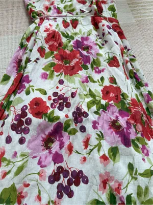 Abercrombie & Fitch Floral & Strawberry Ruffle High Low Dress XXS Tall NWOT thumbnail 11