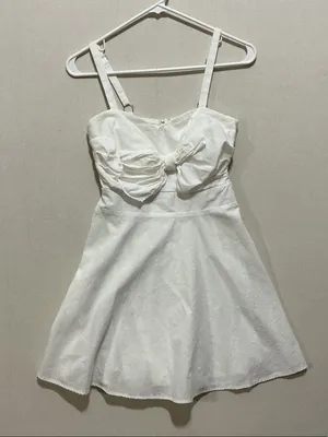 Love Riche White Bow-Front Mini Dress with Adjustable Straps thumbnail 1