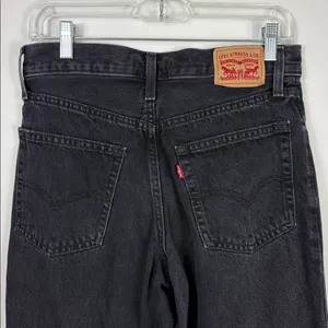 Levi’s 94 Baggy Wide Leg Jeans Women’s Size 27 Cropped Black Denim thumbnail 6