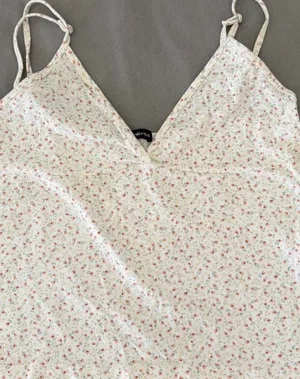 Brandy Melville Cream Colored Floral Tank Top thumbnail 1