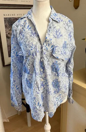 ROLLER RABBIT Ugyen Leaves Guy Button‎ Down Shirt Cotton Size Small thumbnail 1