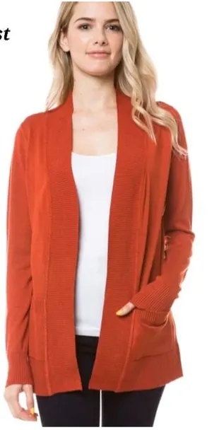 Pretty Garden Open-Front Women's Cardigan‎ Sweater in Rust Orange thumbnail 1
