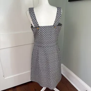 TORY BURCH Cameron Suspenders Ivory Navy Dress Knee Length Sleeveless Size 14 thumbnail 4
