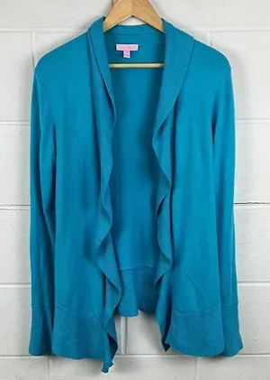 Lily Pulitzer women’s ruffle open front lightweight cashmere blend cardigan thumbnail 1