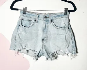 Abercrombie & Fitch The Mom Shorts Size 24 High Rise Curve Love Light Wash thumbnail 1