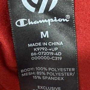 Champion Activewear Top Womens Medium Burgundy Red‎ Mesh Open Back Thumbholes thumbnail 9