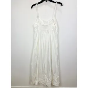 Free People Just Jill Maxi Denim Dress White A Line Sleeveless Pockets Medium thumbnail 9