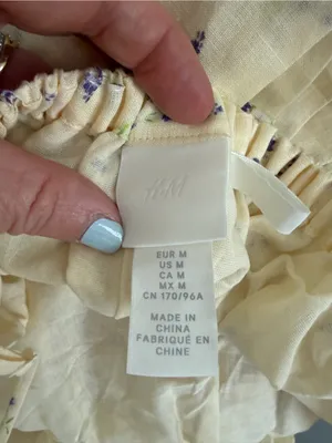 H&M Wildflower Linen Blend Sleeveless Square Neck Maxi Dress Butter Yellow M thumbnail 6