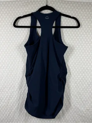 Beyond The Bump Dark Blue Space Dye Racerback Maternity Tank Top thumbnail 4