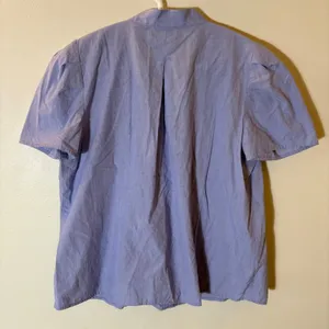 Ann Taylor Petite Tie Neck Cotton‎ Blouse Short Puff Sleeve Size MP thumbnail 2