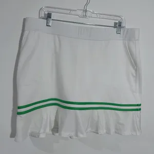 NEW Belyn Key Billie Golf‎ Skort In White And Green XL Tennis Walking FLAWED thumbnail 2