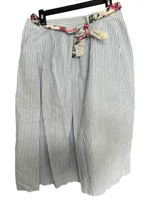 🌸 Vintage Lucia Seersucker Stripe Skirt w/ Floral Belt | Size 14 | Made in USA 🌸 thumbnail 1