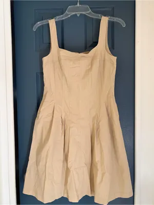 NWT Idem Ditto Khaki Square Neck Pleated Corset Style Mini Dress – Small thumbnail 2