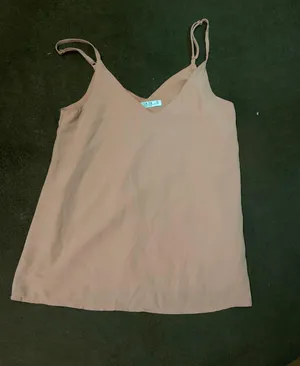 XS Mustard Beige Chiffon Tank Top thumbnail 1
