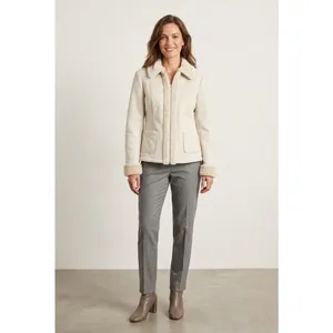 Ann Taylor Beige Shearling Faux Zip Up Jacket Classic Minimalist XS Petite NWT thumbnail 8