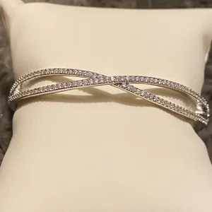 Kate spade cubic zirconia pave silver plated Infinite hinges bangle, new. thumbnail 2