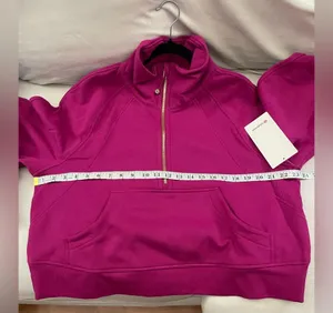 Lululemon NWT Scuba Oversized Funnel Neck Half Zip Ripened Raspberry Gold M L thumbnail 11