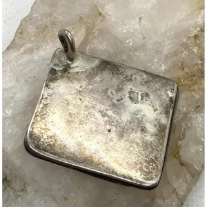 Vintage Handmade Gray Agate Pendant‎ Oxidized Sterling 925 Silver 8.8g Boho thumbnail 5