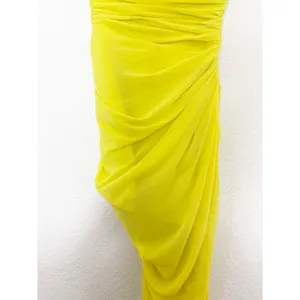 House Of CB Paloma Maxi Dress Yellow Strapless Draped Chiffon Size Small Corset thumbnail 8