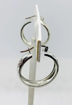 Stamped Sterling Silver 925 Women’s Hoop Earrings ❤️ Aretes Argolla de Mujer thumbnail 5