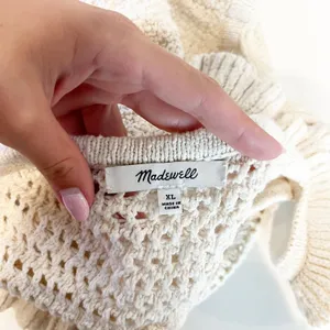 Madewell Sleeeveless Ruffled Strap Crochet Sweater Tank Top Marled Vanilla XL thumbnail 3