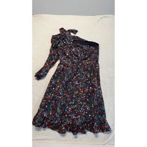 J.Crew Womens One Shoulder Star Print Ruffle Hem Dress Navy Multi Size 4 thumbnail 2
