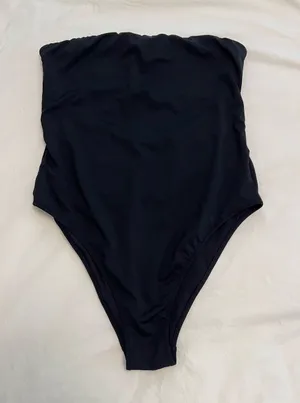 H&M Strapless Black One-Piece Swimsuit - Classic Bandeau Swim thumbnail 1