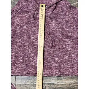 Gymshark Womens Cropped Hoodie‎ Long Sleeve Burgundy Heathered Knit Size Medium thumbnail 6