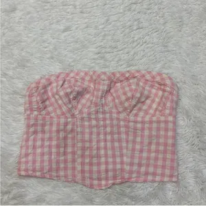 Free People Gingham Tube Top Leilani Pink Medium thumbnail 4