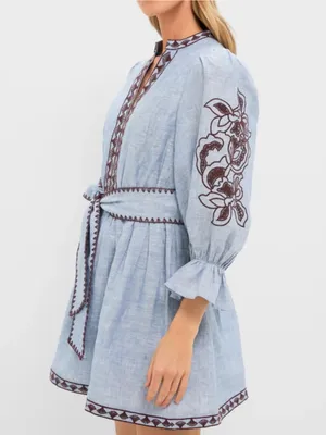 Tuckernuck HYACINTH HOUSE Chambray Embroidered Dowling Mini Dress Size: M thumbnail 2